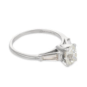 Mid Century GIA 1.18 carat old mine cut diamond platinum engagement ring