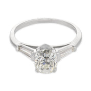 Mid Century GIA 1.18 carat old mine cut diamond platinum engagement ring