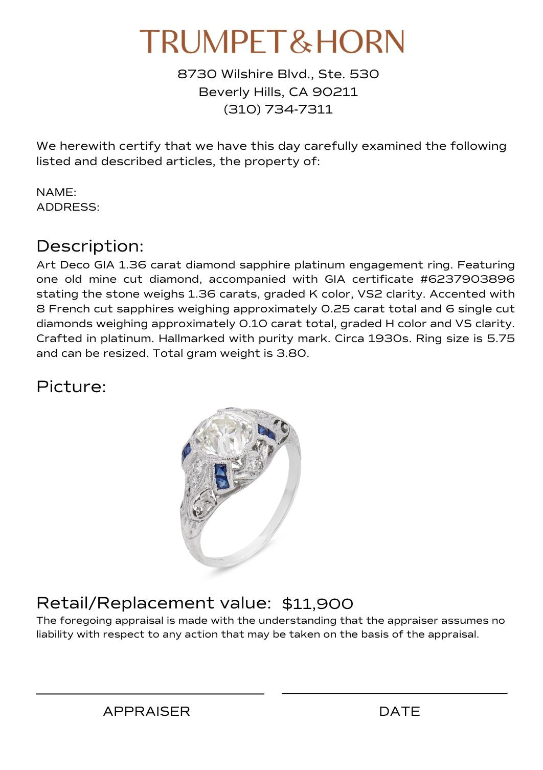 Appraisal Certificate
