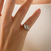 Art Deco GIA 1.36 carat diamond sapphire platinum engagement ring