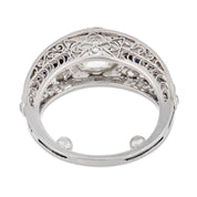 Art Deco GIA 1.06 carat rose cut diamond onyx platinum engagement ring