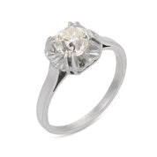 French Art Deco GIA 1.18 carat old mine cut diamond platinum engagement ring