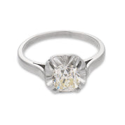 French Art Deco GIA 1.18 carat old mine cut diamond platinum engagement ring