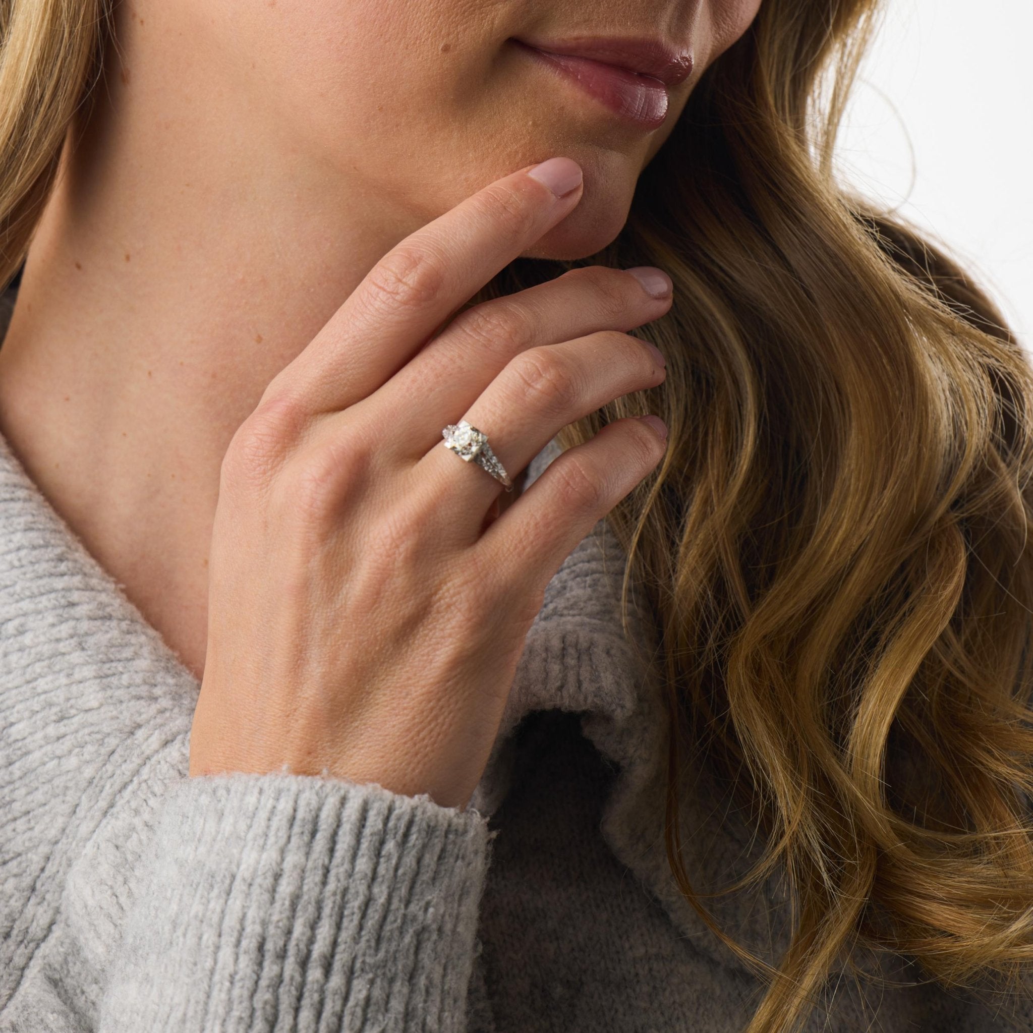 Art Deco GIA 1.35 carat old mine cut diamond platinum engagement ring