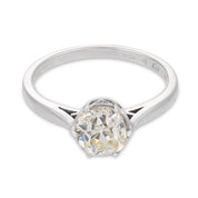 Art Deco GIA 1.44 carat old mine cut diamond 18k white gold engagement ring