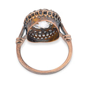 Victorian GIA 3.65 carat old mine cut diamond 14k yellow gold cluster ring