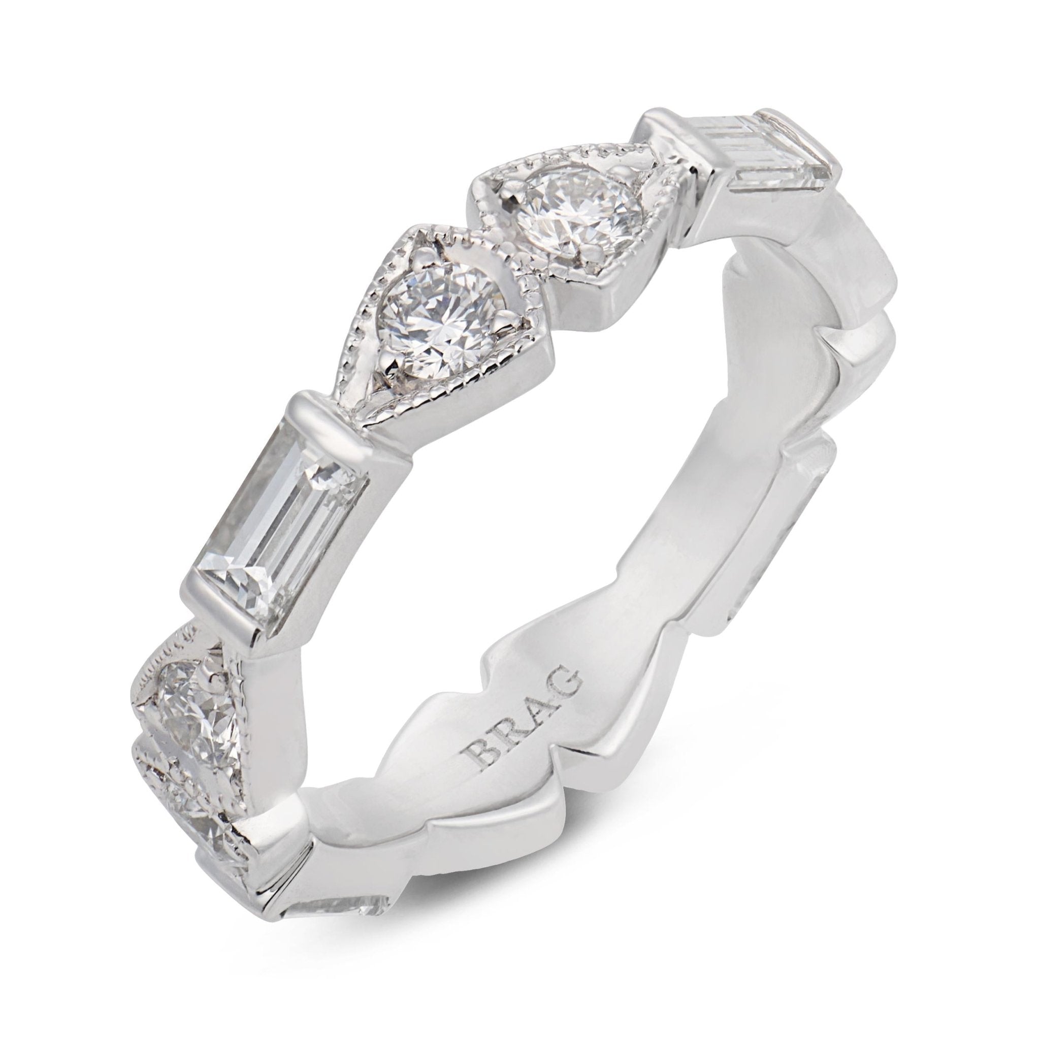Vintage mixed cut diamond platinum eternity band