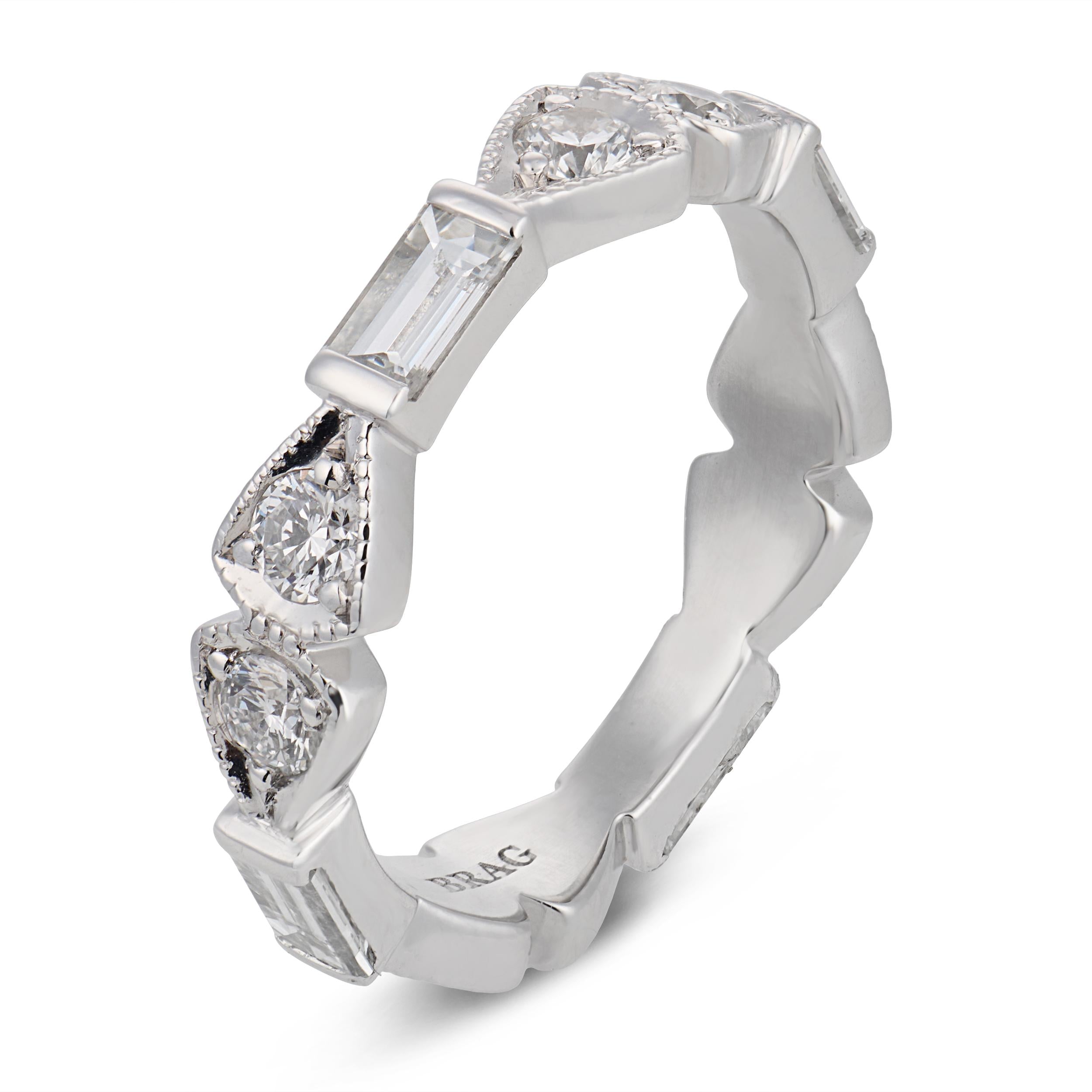 Vintage mixed cut diamond platinum eternity band