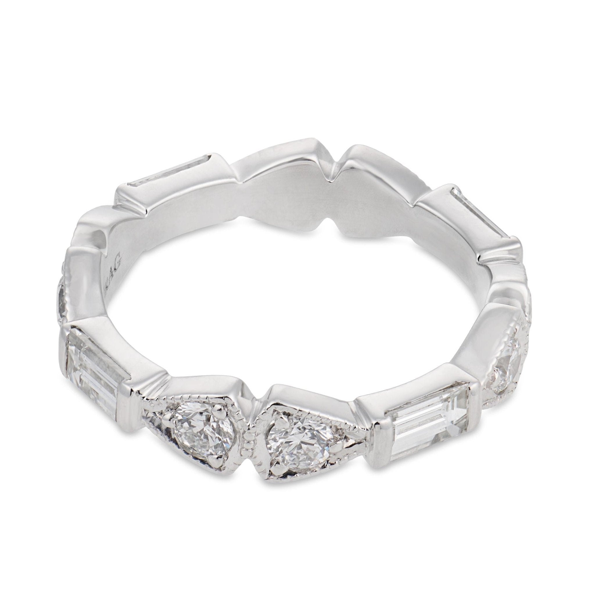 Vintage mixed cut diamond platinum eternity band