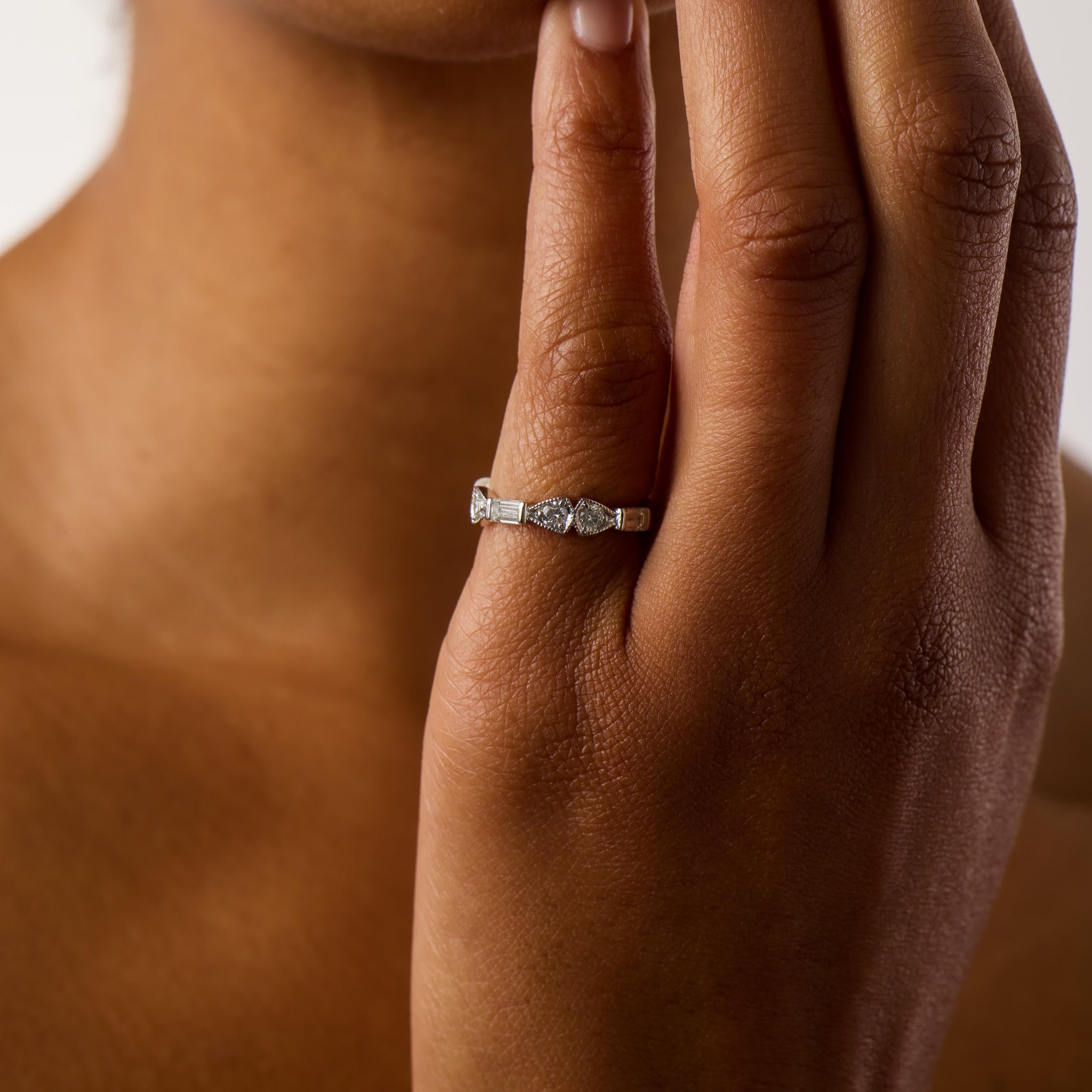 Vintage mixed cut diamond platinum eternity band