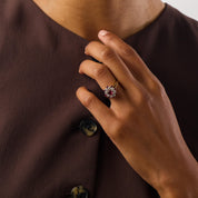 Vintage ruby diamond 18k gold cluster ring