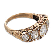 Edwardian 5 stone old cut diamond 18k yellow gold band