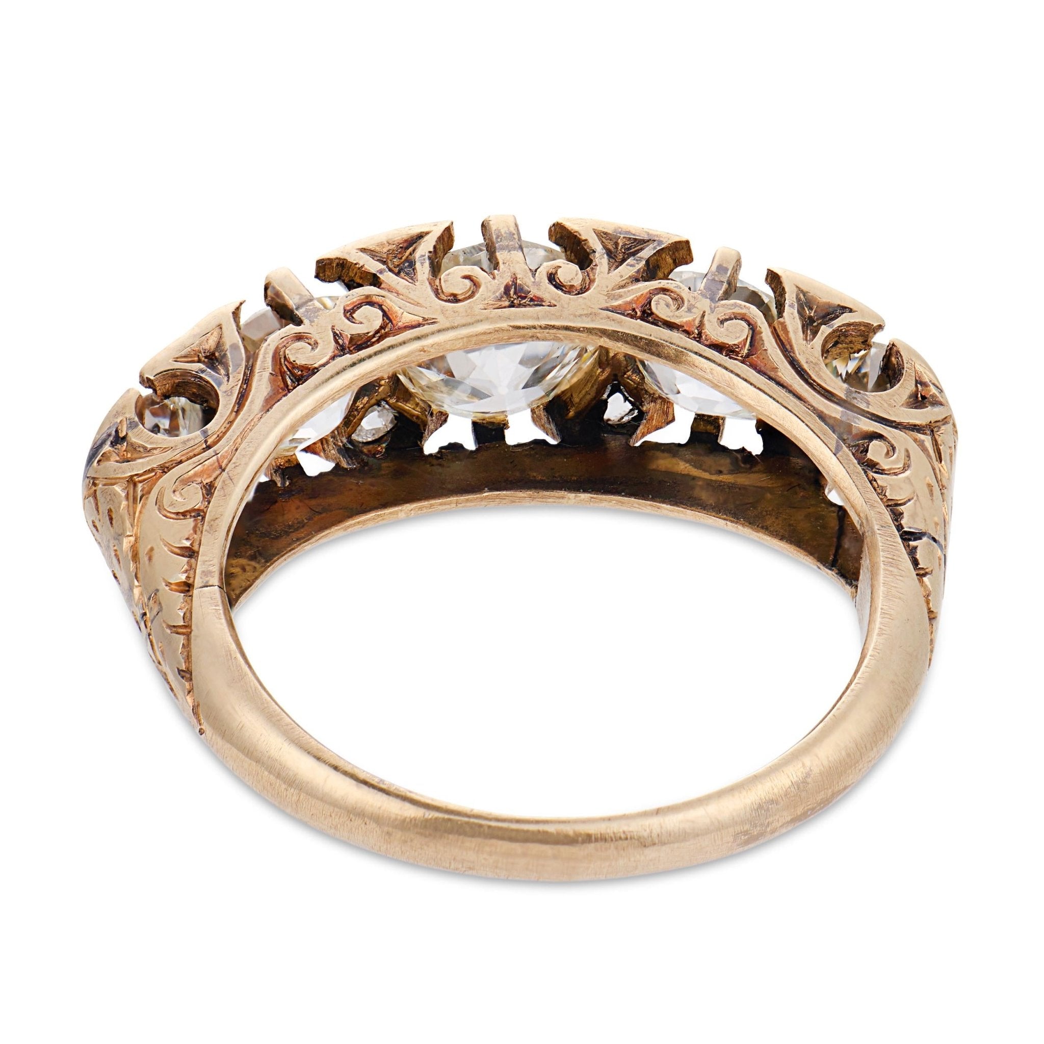 Edwardian 5 stone old cut diamond 18k yellow gold band