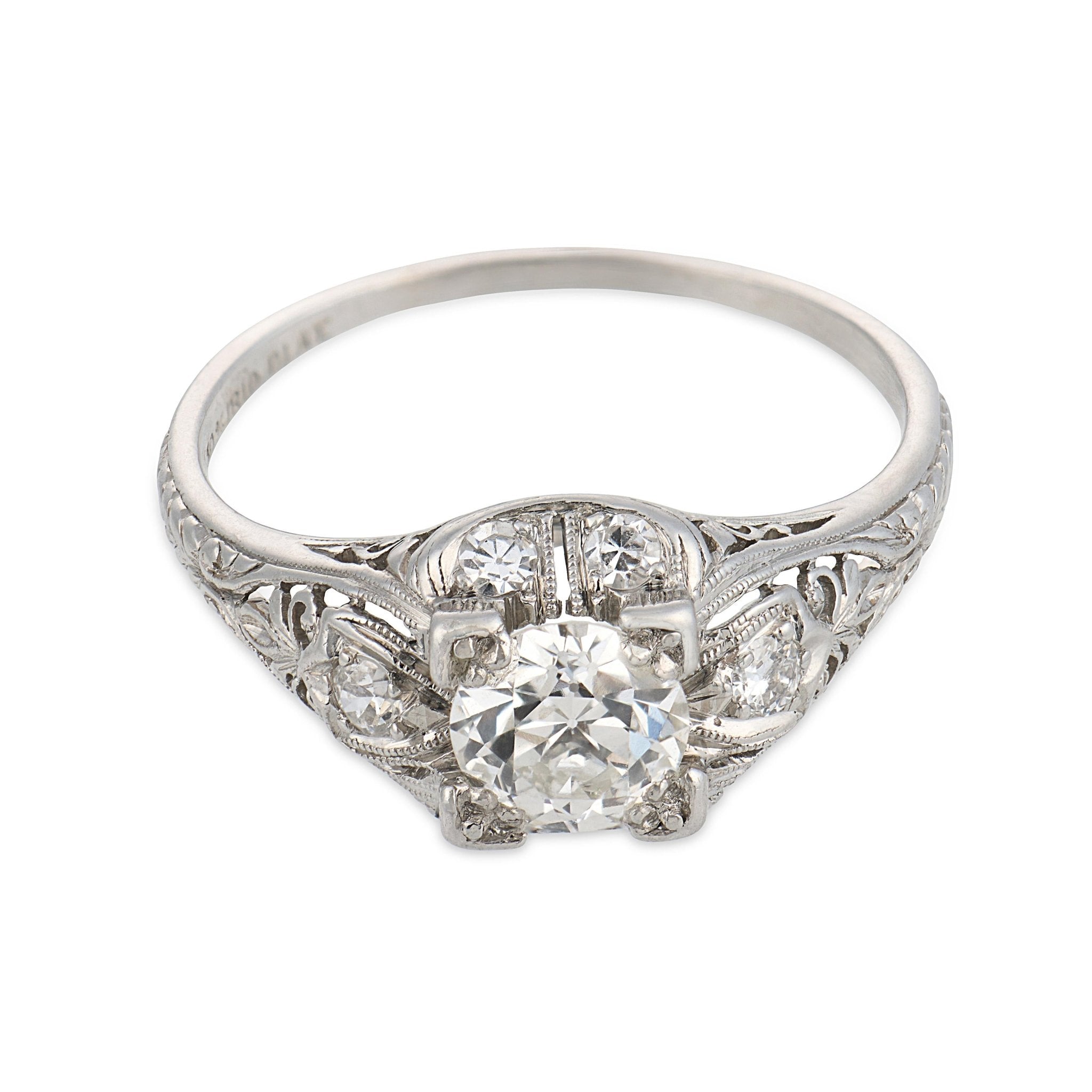 Art Deco diamond platinum engagement ring