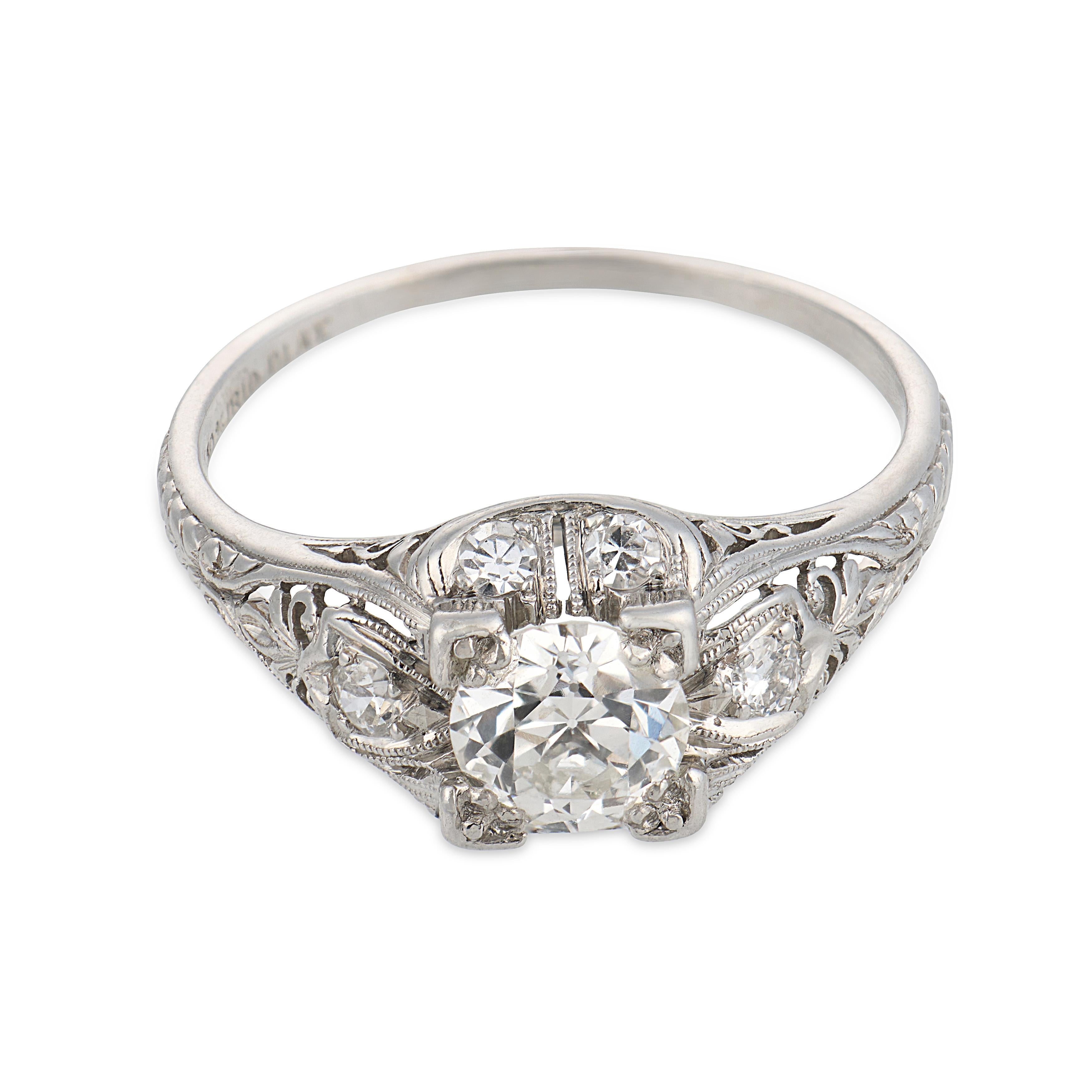 Art Deco diamond platinum engagement ring