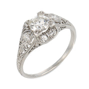 Art Deco diamond platinum engagement ring
