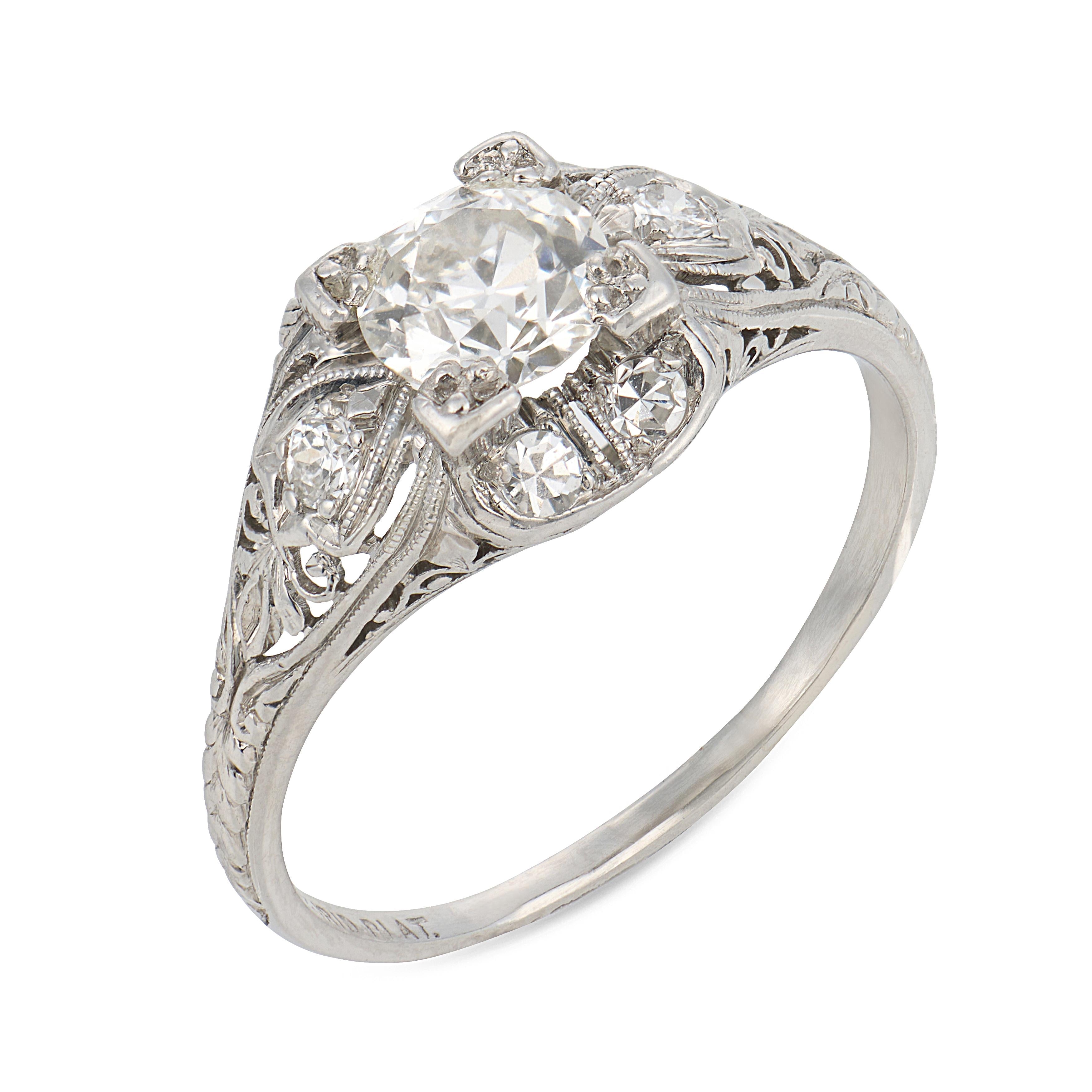 Art Deco diamond platinum engagement ring