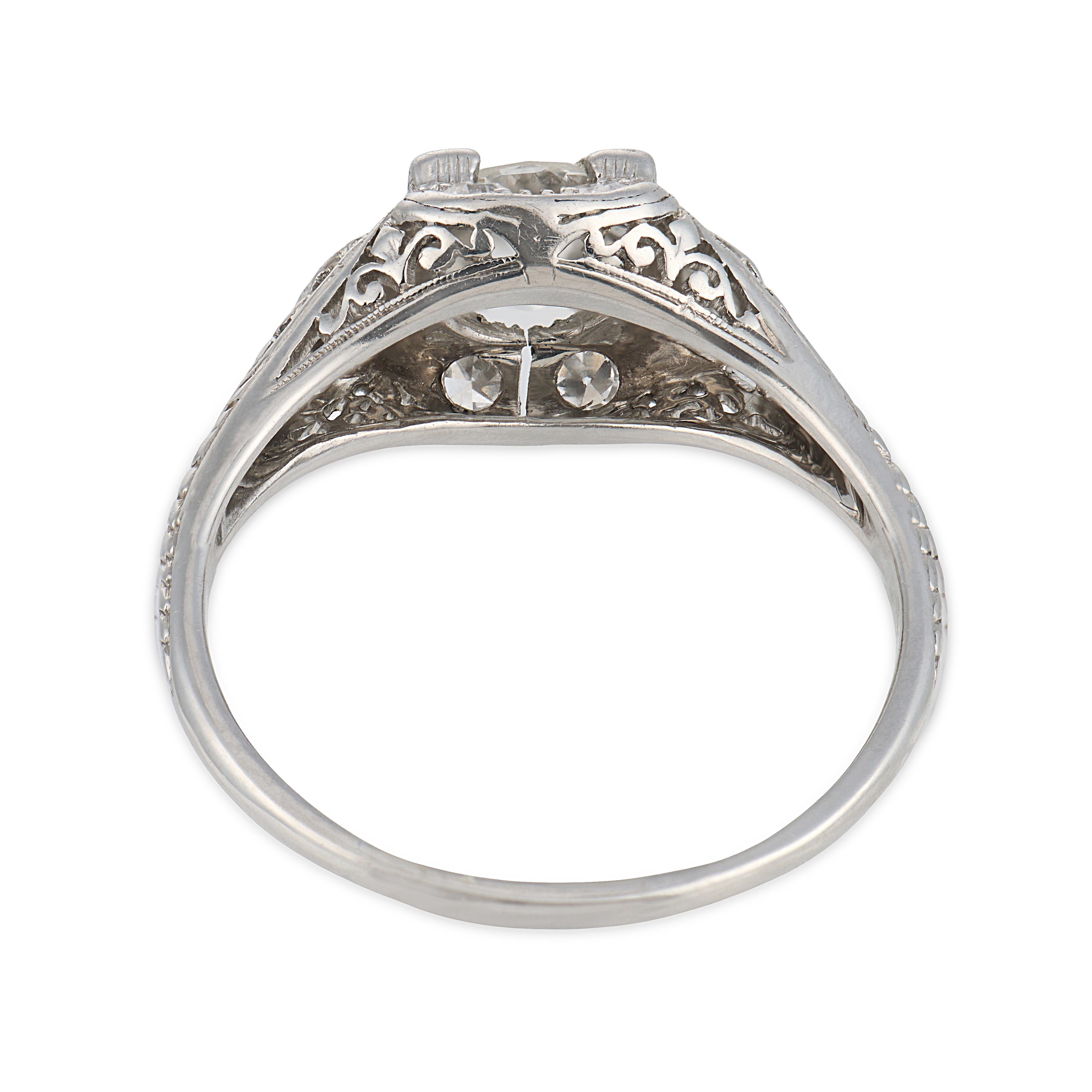 Art Deco diamond platinum engagement ring