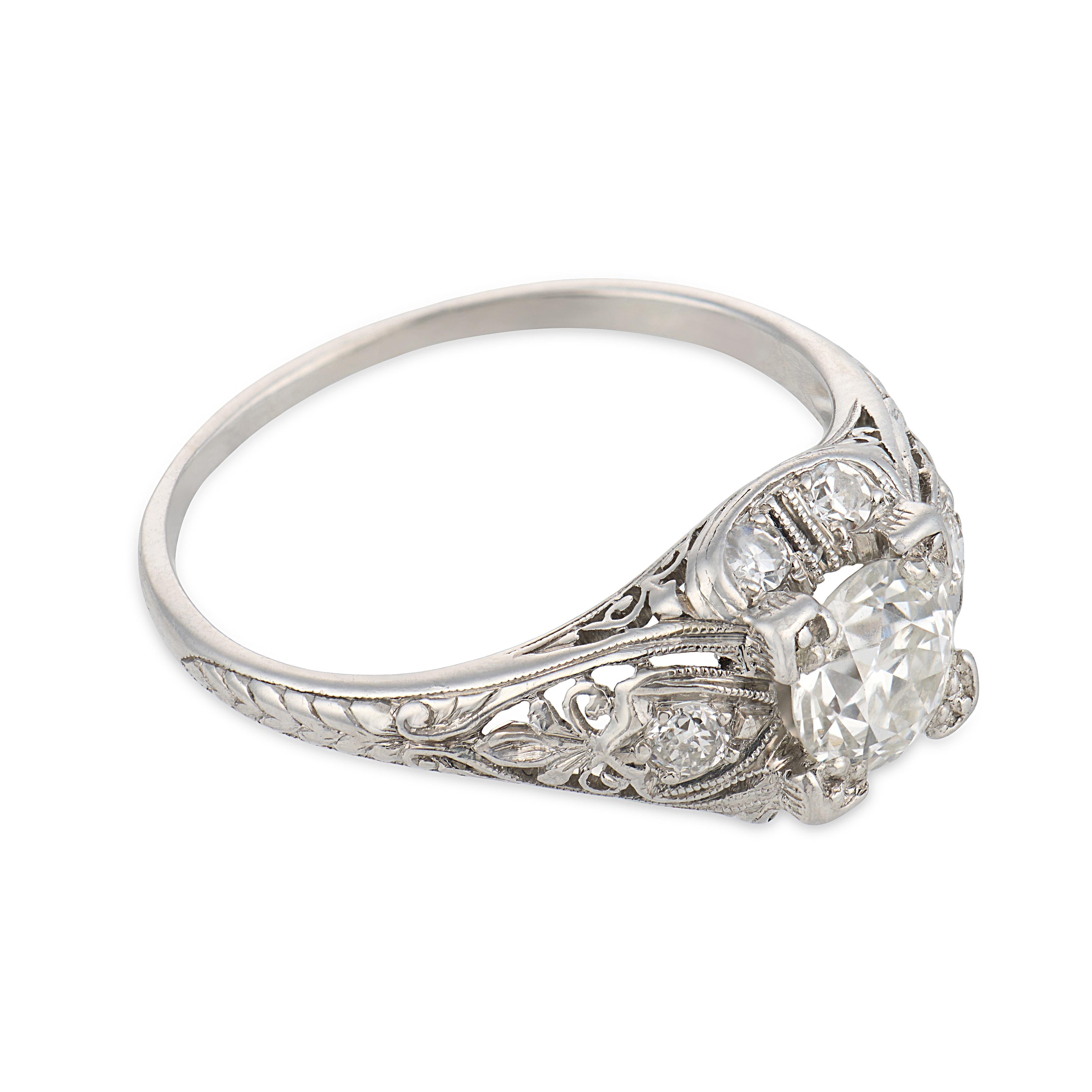 Art Deco diamond platinum engagement ring