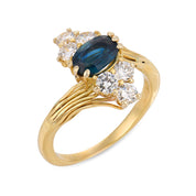 Vintage sapphire diamond 18k yellow gold ring