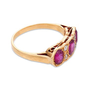 Victorian ruby diamond 18k yellow gold ring