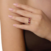 Victorian ruby diamond 18k yellow gold ring