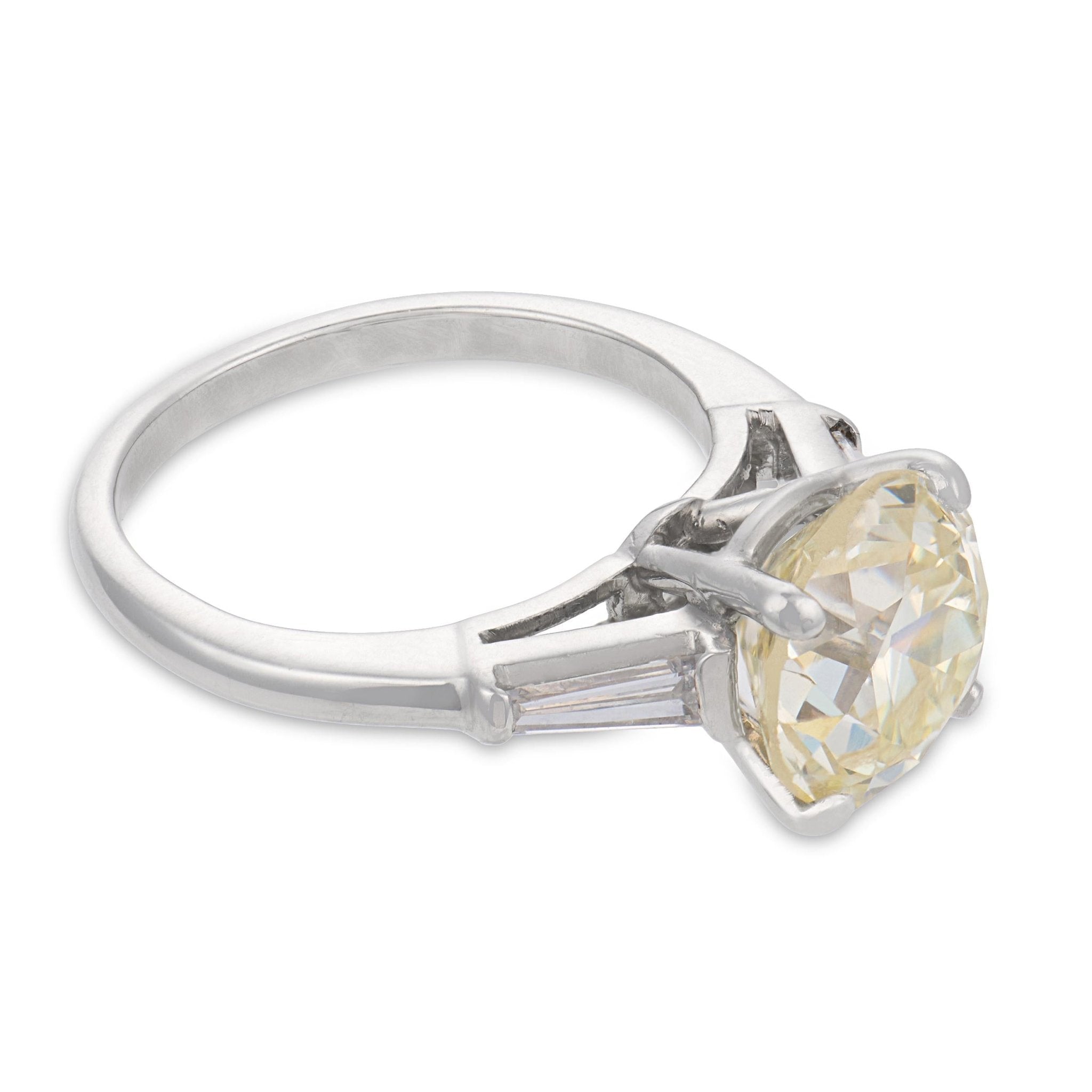 Mid Century GIA 2.56 carat old European cut diamond platinum engagement ring