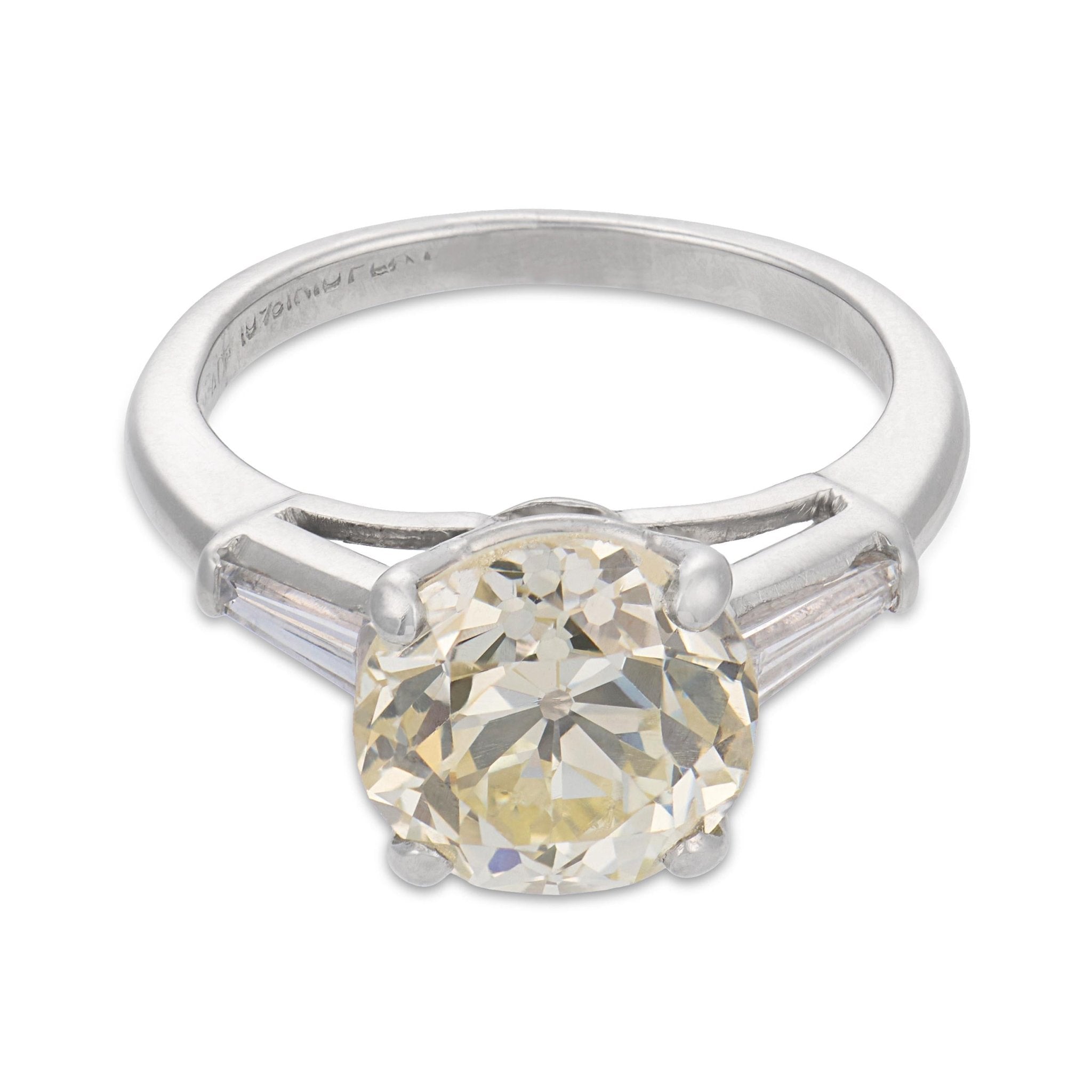 Mid Century GIA 2.56 carat old European cut diamond platinum engagement ring
