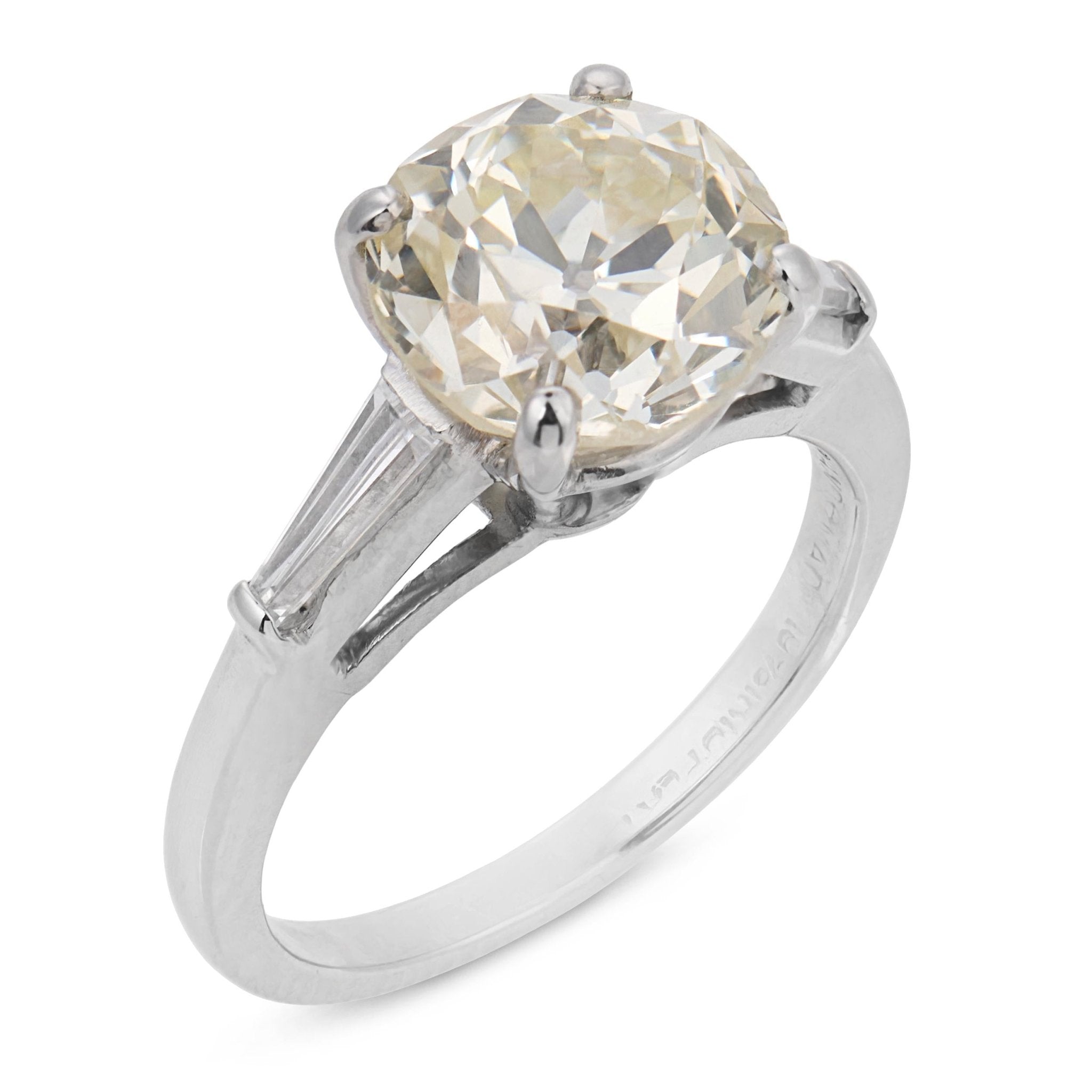 Mid Century GIA 2.56 carat old European cut diamond platinum engagement ring