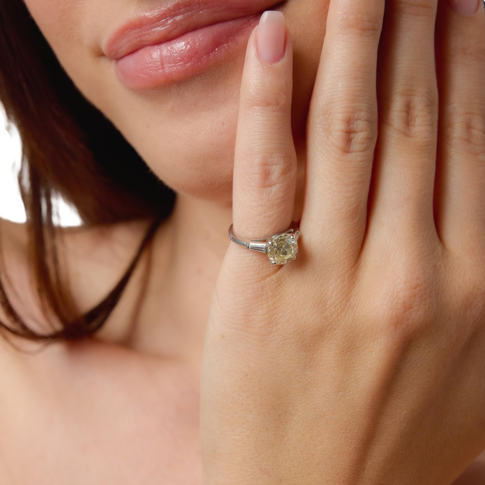 Mid Century GIA 2.56 carat old European cut diamond platinum engagement ring