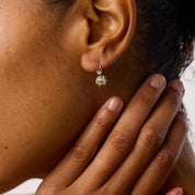 French Belle Époque old cut diamond two tone drop earrings