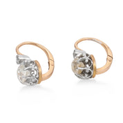French Belle Époque old cut diamond two tone drop earrings