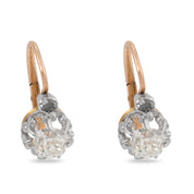French Belle Époque old cut diamond two tone drop earrings