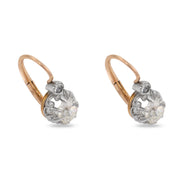 French Belle Époque old cut diamond two tone drop earrings