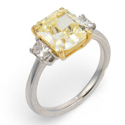 GIA 3.50 carat fancy yellow VVS1 diamond platinum engagement ring