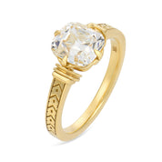GIA 2.02 carat old mine cut diamond 18k yellow gold engagement ring
