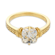 GIA 2.02 carat old mine cut diamond 18k yellow gold engagement ring