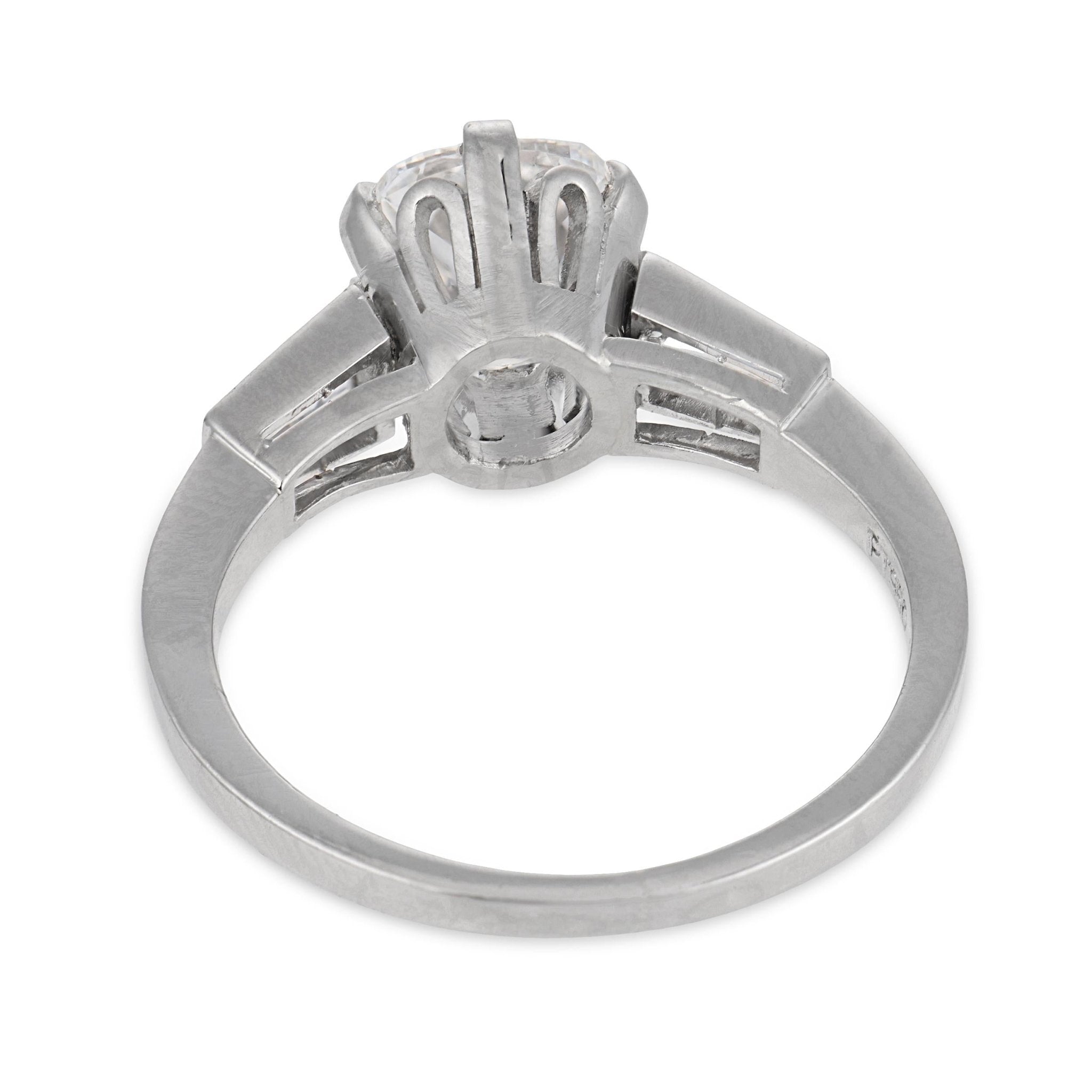 Mid Century GIA 1.15 carat old mine cut diamond platinum engagement ring