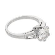 Mid Century GIA 1.15 carat old mine cut diamond platinum engagement ring