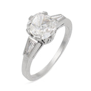 Mid Century GIA 1.15 carat old mine cut diamond platinum engagement ring