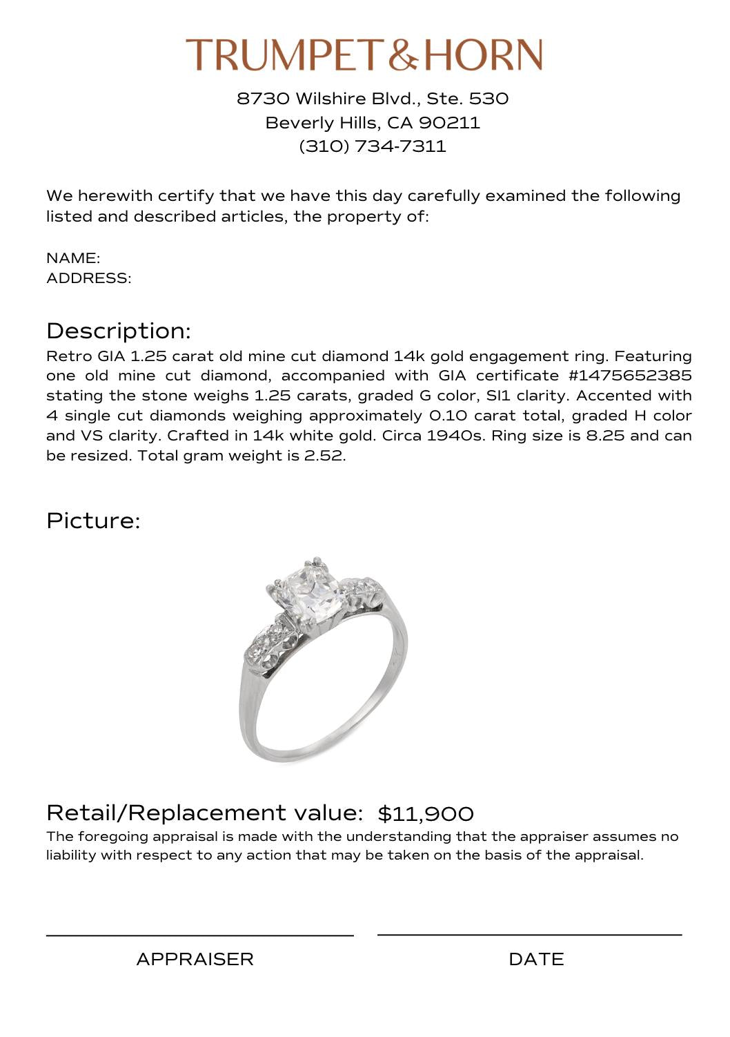 Appraisal Certificate