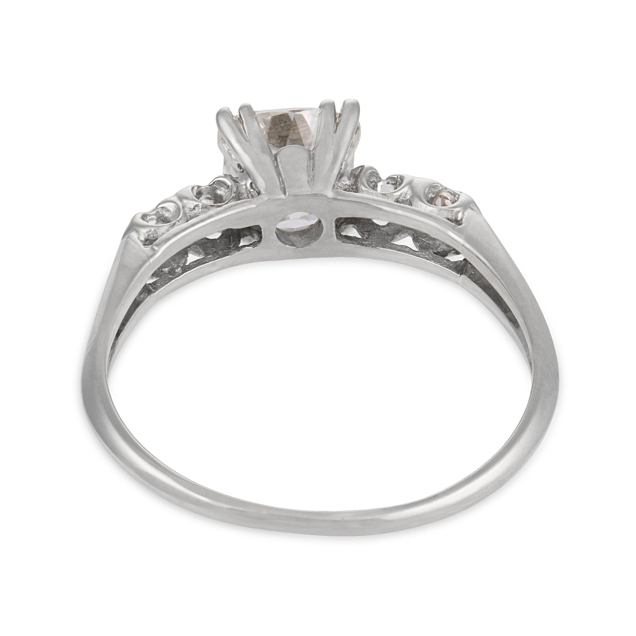 Retro GIA 1.25 carat old mine cut diamond 14k gold engagement ring