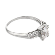 Retro GIA 1.25 carat old mine cut diamond 14k gold engagement ring