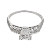 Retro GIA 1.25 carat old mine cut diamond 14k gold engagement ring
