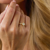 Vintage GIA diamond 18k yellow gold engagement ring