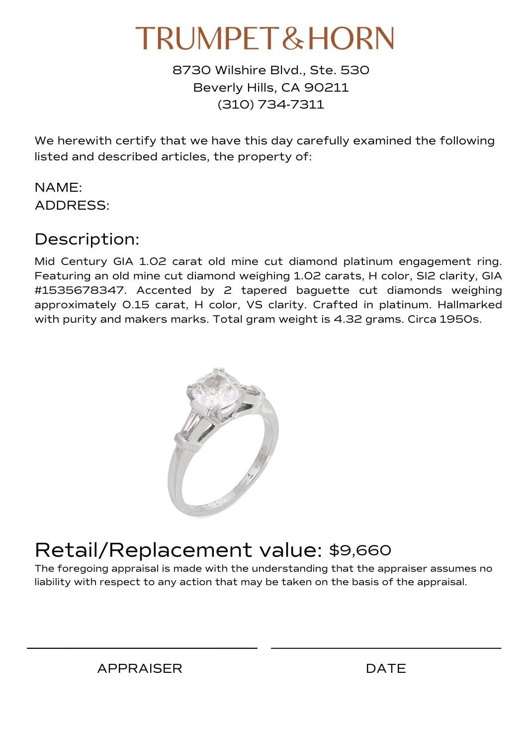 Appraisal Certificate