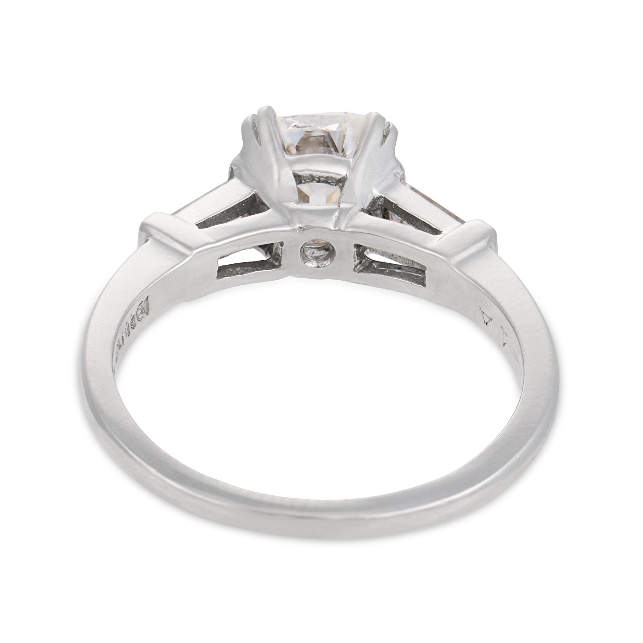 Mid Century GIA 1.02 carat old mine cut diamond platinum engagement ring