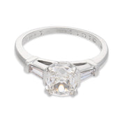 Mid Century GIA 1.02 carat old mine cut diamond platinum engagement ring