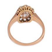 Victorian GIA 1.01 carat diamond 14k rose gold cluster engagement ring