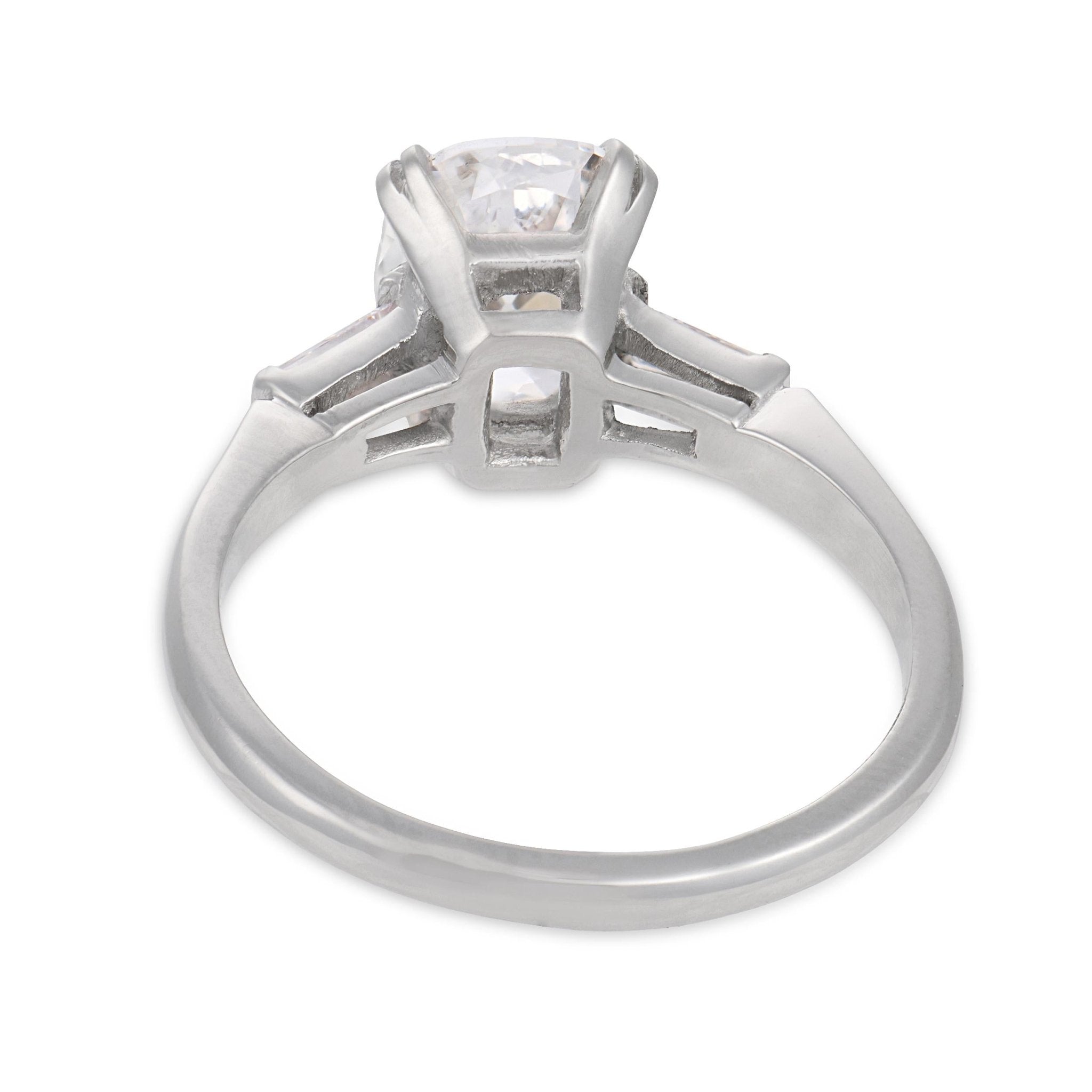 Mid Century GIA 1.53 carat old mine cut diamond platinum engagement ring